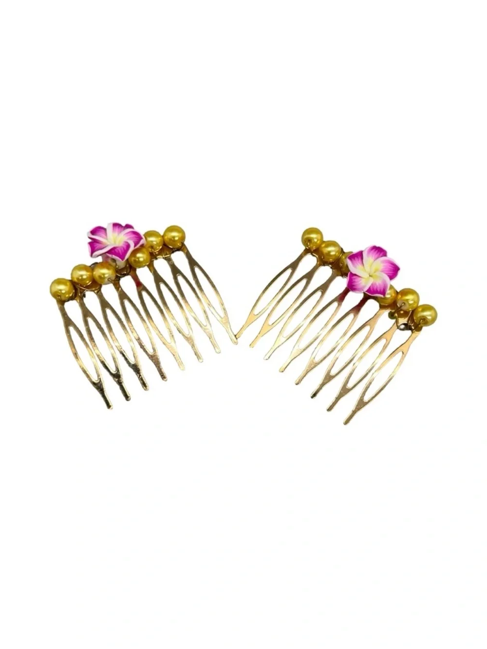 Elegant Gold Yellow and Pink Floral Hair Combs 2.0” 2 Pc Set FINAL PRICE DROP